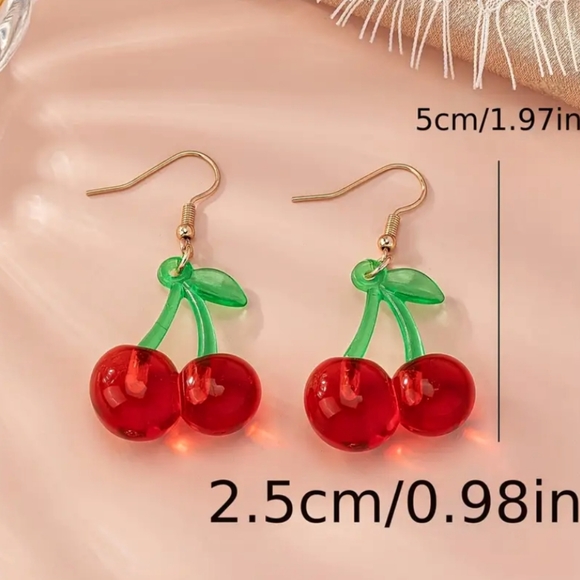Jewelry New Cute Red Cherry Charm Fasion Hook Earrings Poshmark